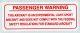 Red Passenger Warning Placard  4