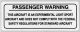 Aluminum Passenger Warning Placard  4