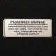 Amateur Built Passenger Warning Placard, aluminum