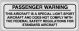 Special Light Sport Passenger Warning Placard, aluminum